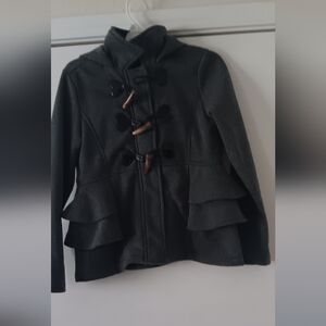 Stylish Black And GreyToggle Coat Pink Platinum EUC